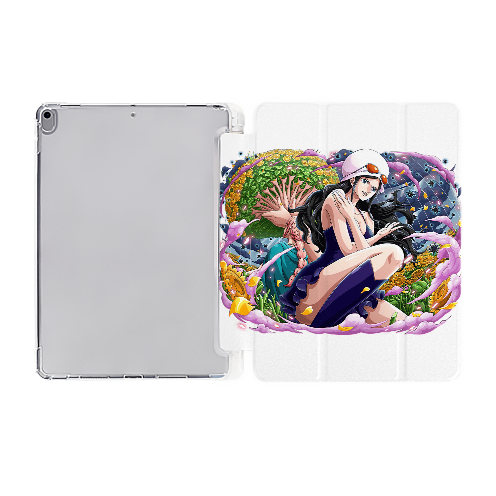 （画像用） ワンピース ニコ・ロビン ONE PIECE Nico Robin IPad ケース ペン収納付き 三つ折りスタンド PUレザー×シリコン 対応機種9.5/10.5/10.9インチ